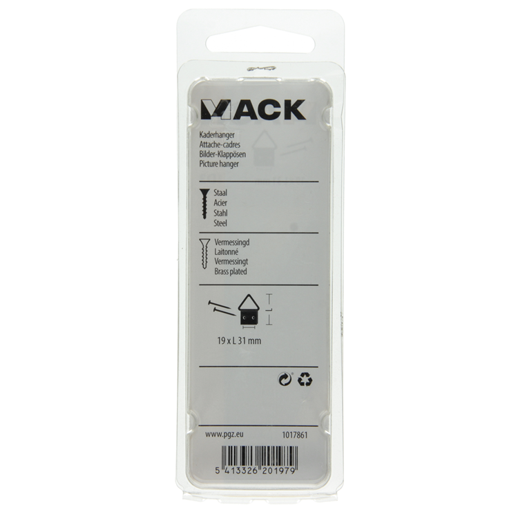 Afbeelding laden in galerijviewer, Mack 1017861 - kaderhanger staal vermessingd 4 st 19 x 31 mm | 10 stuks
