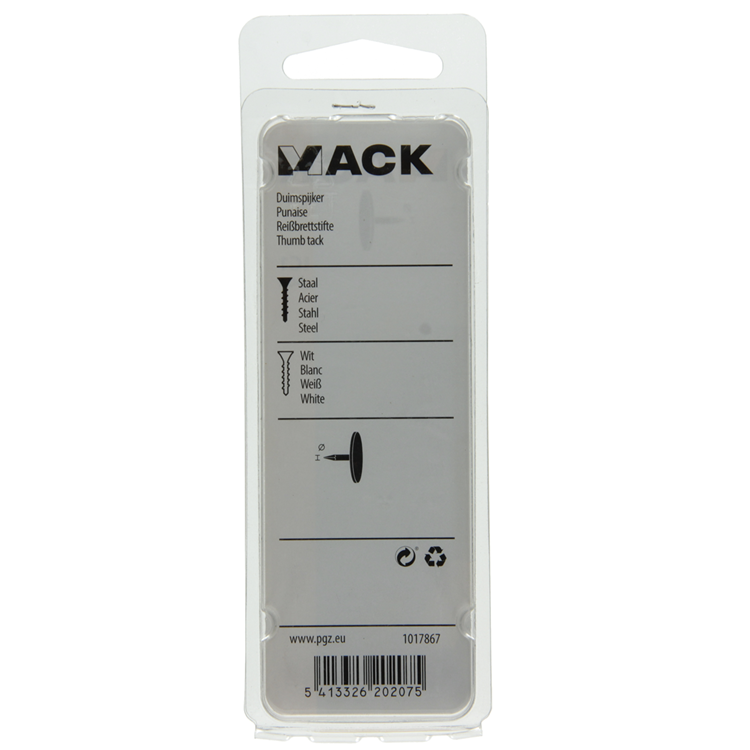 Afbeelding laden in galerijviewer, Mack 1017867 - duimspijker staal wit 60 st | 10 stuks
