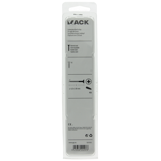 Mack 1019761 - spaanplaatschroef vz kop rvs 5 st 6,0 x 80 mm | 5 stuks