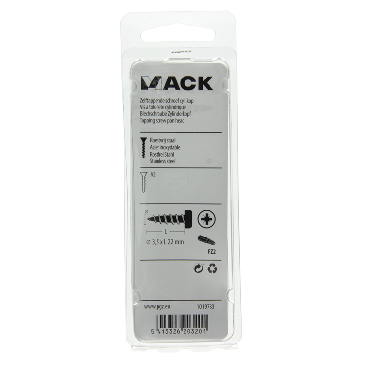 Afbeelding laden in galerijviewer, Mack 1019783 - zelftappende schroef cyl.kop a2 11 st 3,5 x 22 mm | 10 stuks

