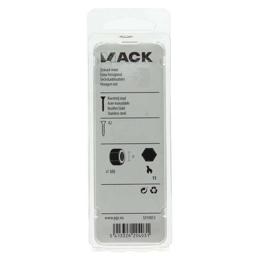 Mack 1019853 - zeskantmoer inox a2 8 st m8 | 10 stuks