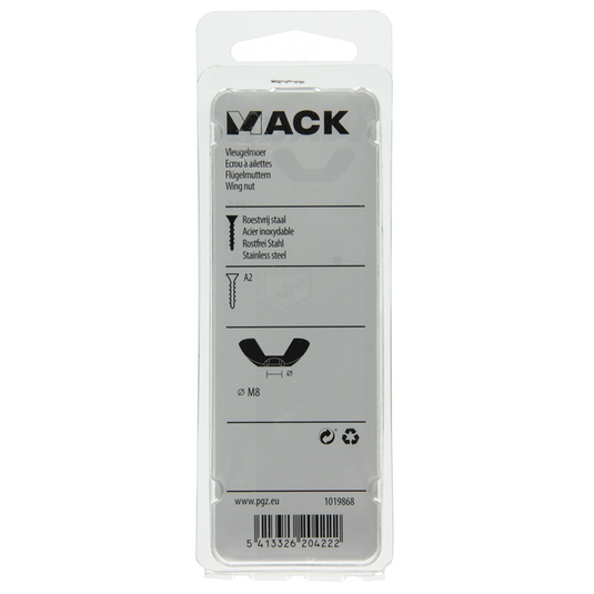 Mack 1019868 - vleugelmoer inox a2 2 st m8 | 10 stuks