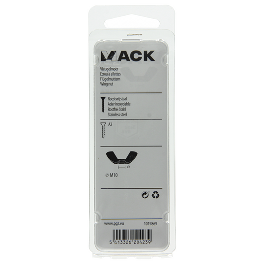 Mack 1019869 - vleugelmoer inox a2 2 st m10 | 10 stuks