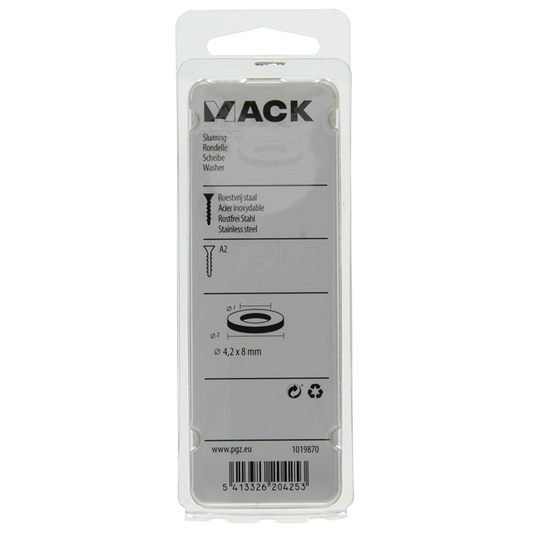 Mack 1019870 - sluitring inox a2 20 st m4 | 10 stuks