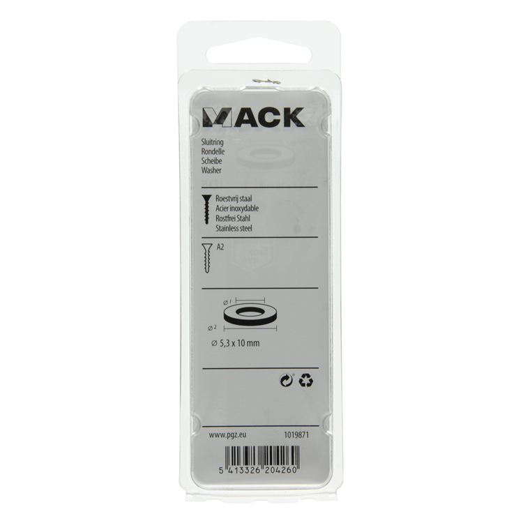 Afbeelding laden in galerijviewer, Mack 1019871 - sluitring inox a2 18 st m5 | 10 stuks
