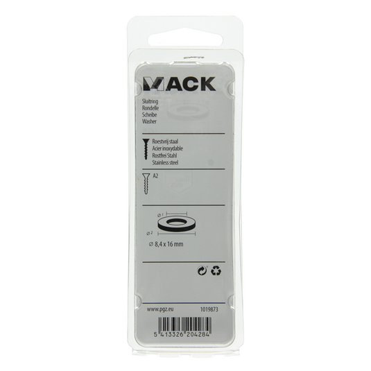 Mack 1019873 - sluitring inox a2 14 st m8 | 10 stuks