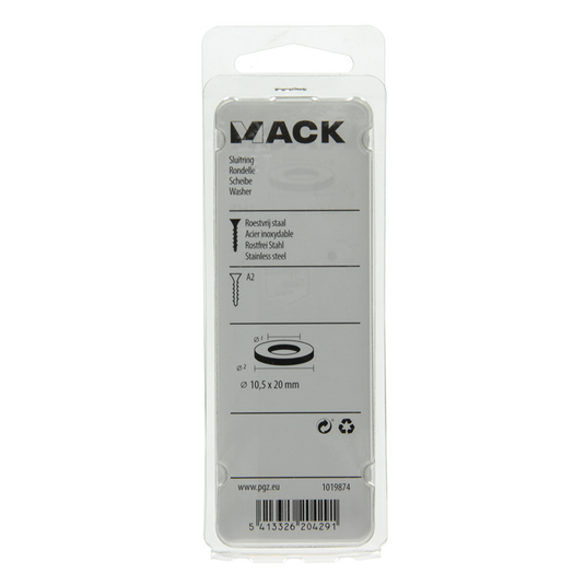 Mack 1019874 - sluitring inox a2 9 st m10 | 10 stuks