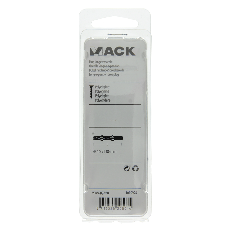 Afbeelding laden in galerijviewer, Mack 1019926 - plug lange expansie polyethyl 6 st 10 x 80 mm | 5 stuks
