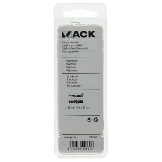 Mack 1017902 - plug + schroefduim polyeth 4 st 10mm 6x60mm | 5 stuks