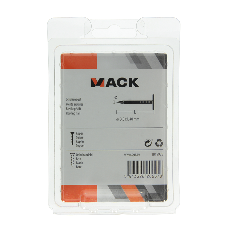 Afbeelding laden in galerijviewer, Mack 1019975 - schalienagel koper 180 gr 3,0 x 40mm | 5 stuks
