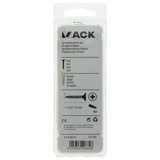 Mack 1017968 - spaanplaatschroef vz kop geelverz. 95st 4,0 x 16 mm | 5 stuks