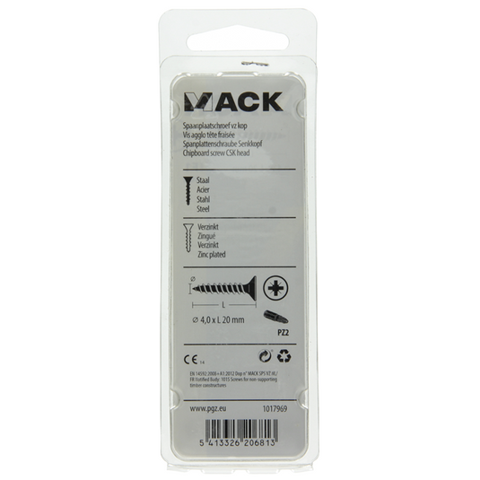 Mack 1017969 - spaanplaatschroef vz kop geelverz. 80st 4,0 x 20 mm | 5 stuks