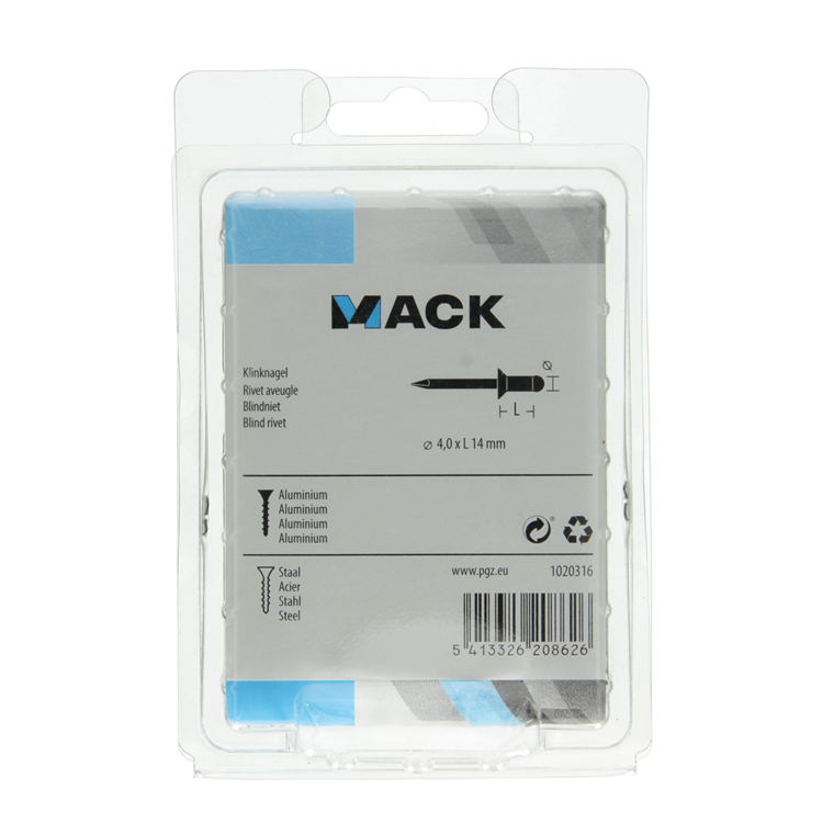 Afbeelding laden in galerijviewer, Mack 1020316 - 75 blindnieten alu 4,0x14mm | 5 stuks
