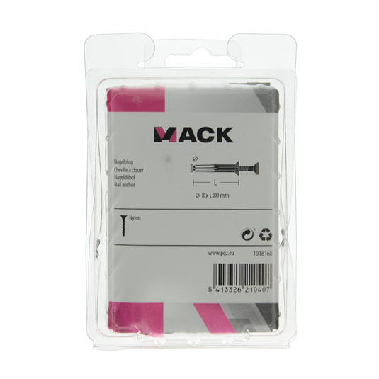 Mack 1018168 - nylon nagelplug polyamide 22 st 8 x 80 mm | 3 stuks