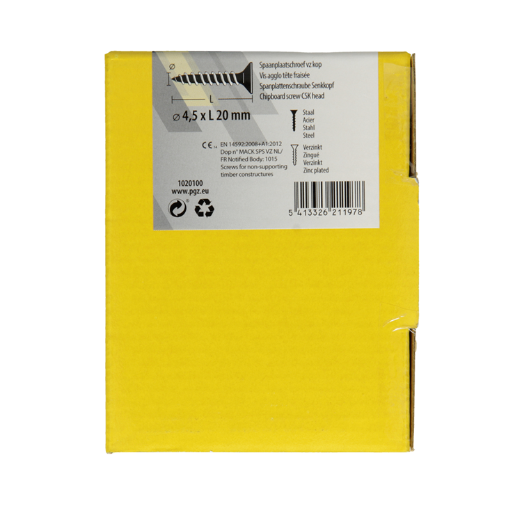 Afbeelding laden in galerijviewer, Mack 1020100 - spaanplaatschroef vz kop geel vz 200 st 4,5 x 20 mm | 5 stuks
