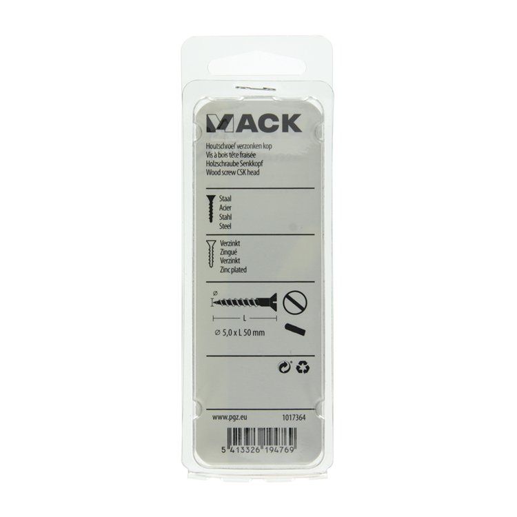 Afbeelding laden in galerijviewer, Mack 1017364 - houtschroef verzonken kop verz8 st 5,0 x 50 mm | 10 stuks
