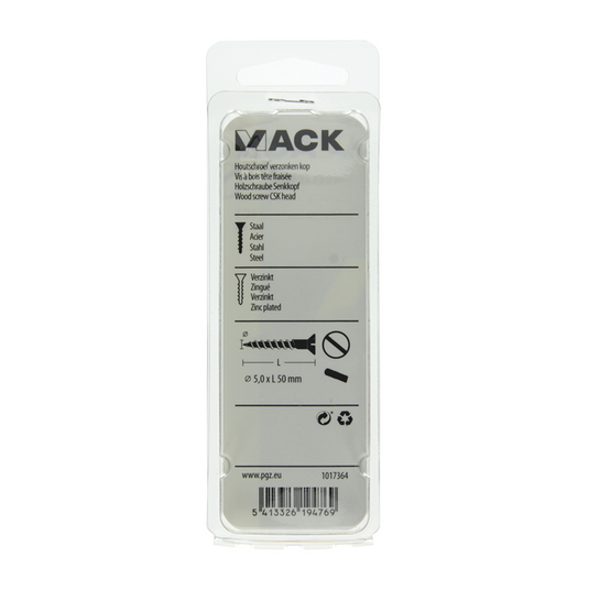 Mack 1017364 - houtschroef verzonken kop verz8 st 5,0 x 50 mm | 10 stuks