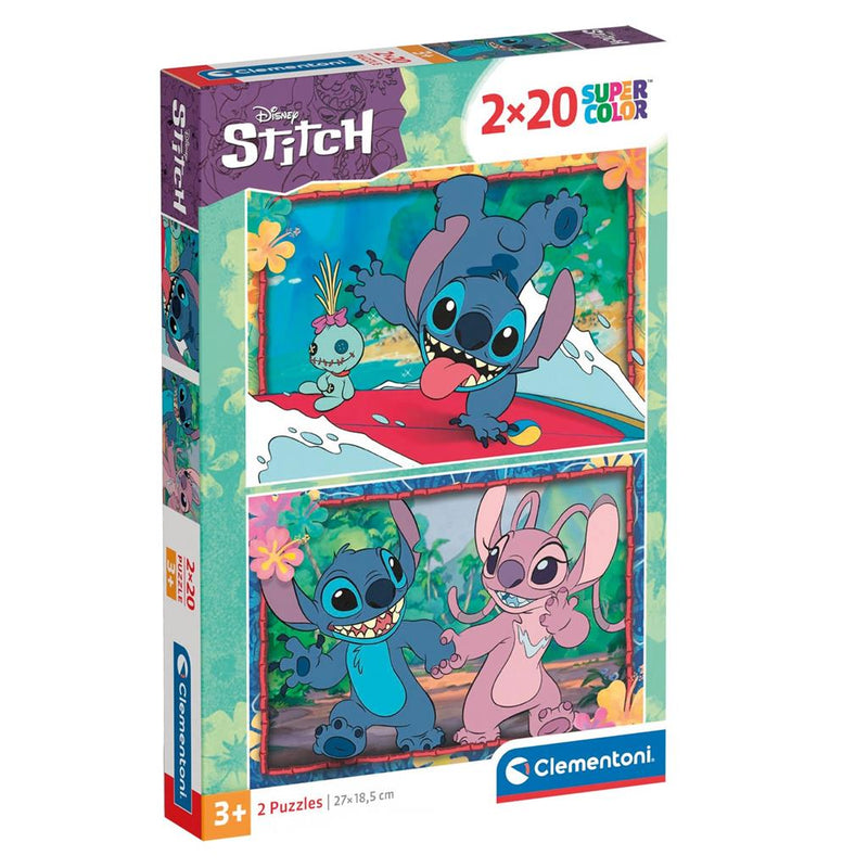 Afbeelding laden in galerijviewer, Clementoni legpuzzel super color disney stitch, 2x20st.
