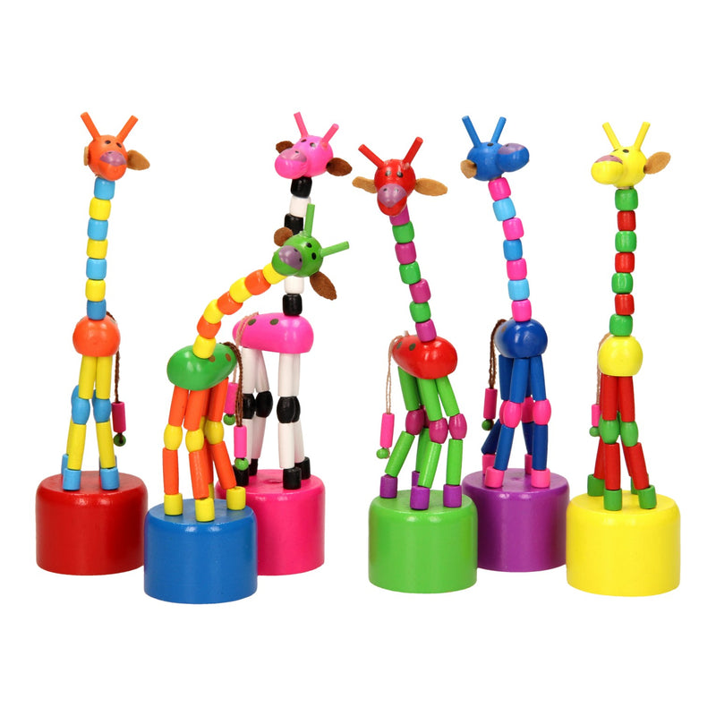 Afbeelding laden in galerijviewer, Playwood houten drukpop giraffe gekleurd
