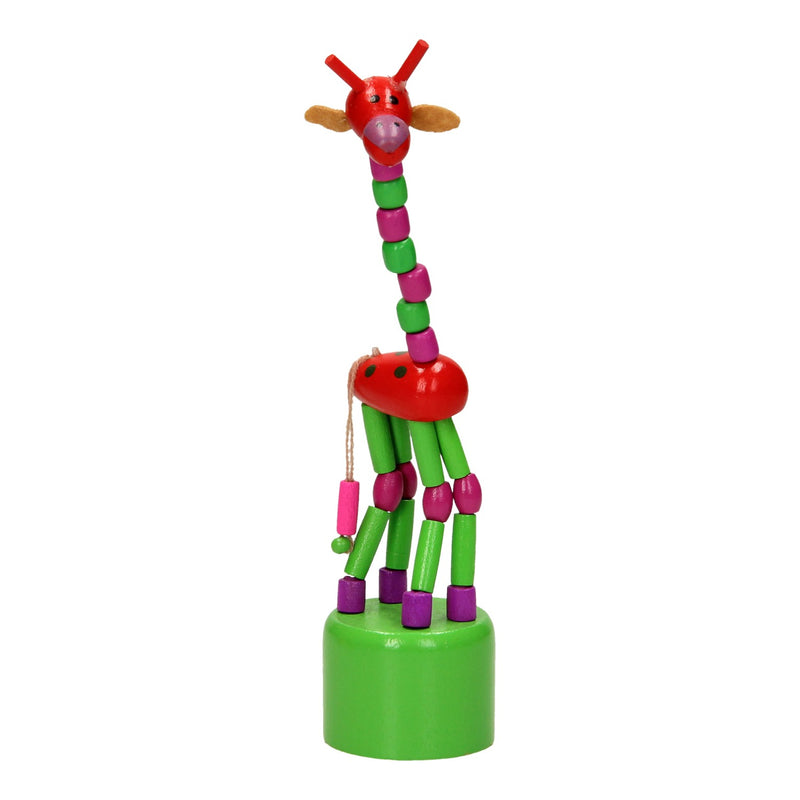 Afbeelding laden in galerijviewer, Playwood houten drukpop giraffe gekleurd
