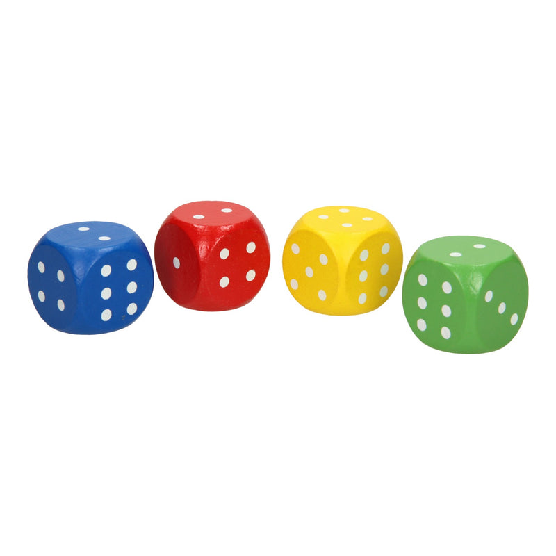 Afbeelding laden in galerijviewer, Playwood houten dobbelsteen set - grote dobbelstenen van 4x4x4 cm - 4dlg
