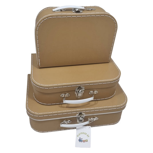 Playwood kartonnen koffer set bruin, 3st.