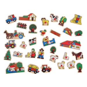 Playwood houten noppenpuzzel boerderij extra groot - 32st.