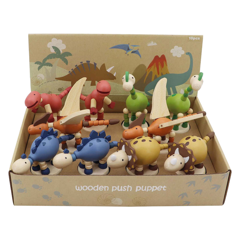 Afbeelding laden in galerijviewer, Playwood houten drukpop dinosaurus
