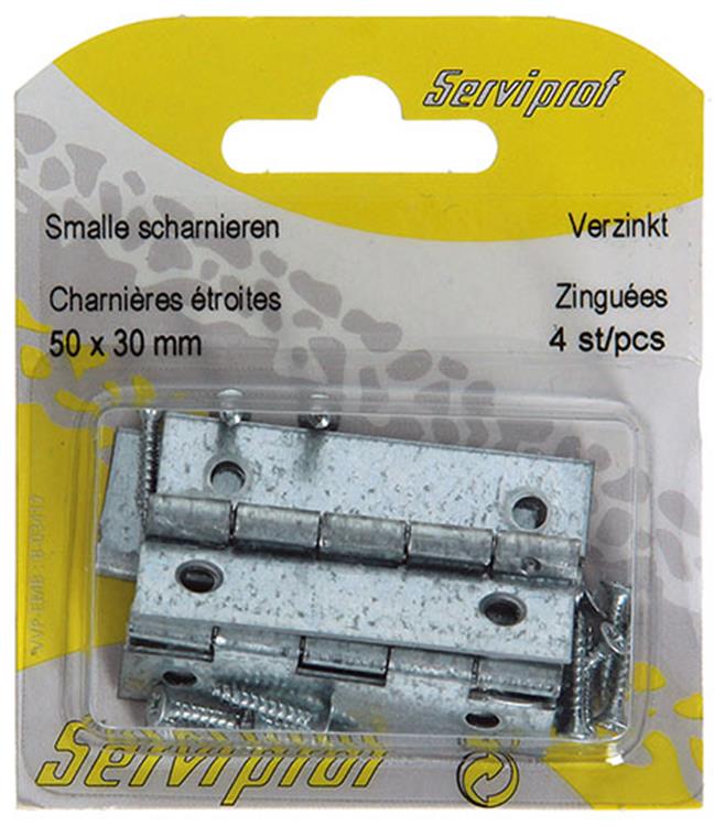 Afbeelding laden in galerijviewer, Mack 1013247 - 4 smalle scharnieren verzinkt h 50 x b 30 mm | 5 stuks
