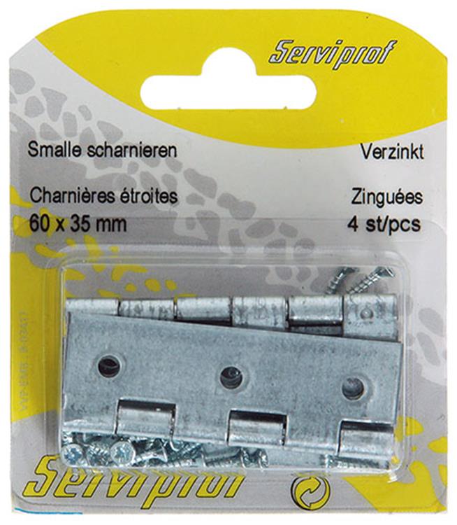 Afbeelding laden in galerijviewer, Mack 1013248 - 4 smalle scharnieren verzinkt h 60 x b 35 mm | 5 stuks
