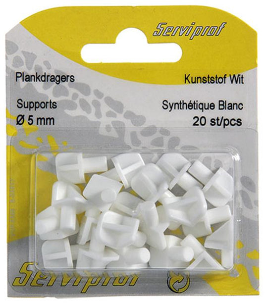 Mack 1015837 - 20 plankdragers kunststof wit ø 5 mm | 10 stuks