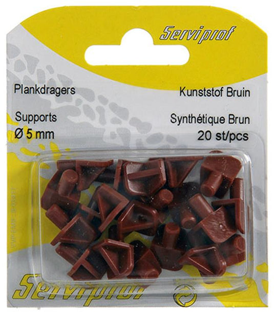 Mack 1015840 - 20 plankdragers kunststof bruin ø 5 mm | 5 stuks