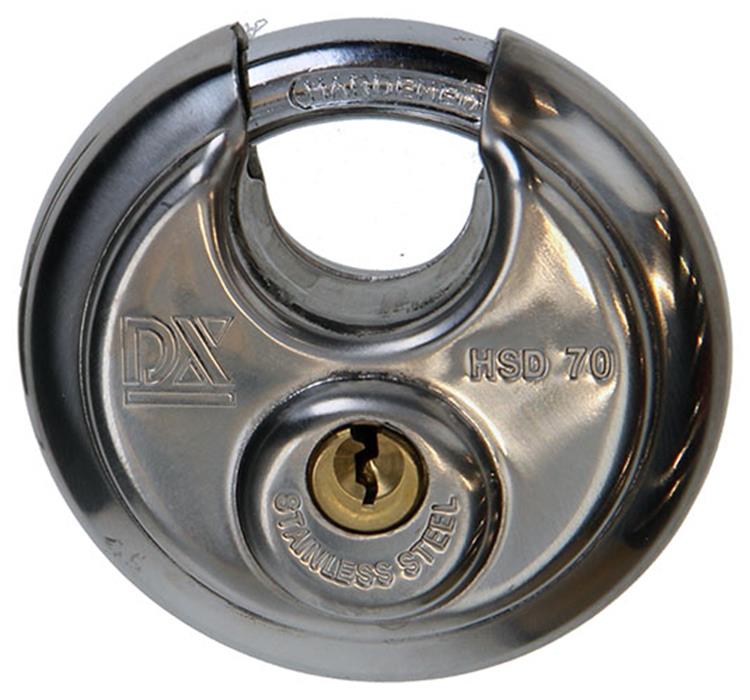 Afbeelding laden in galerijviewer, Mack 1013632 - 1 hangslot discus inox ø 70 mm | 5 stuks
