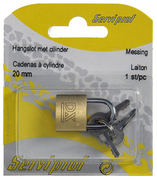 Mack 1014071 - hangslot met cilinder messing 20 mm | 10 stuks