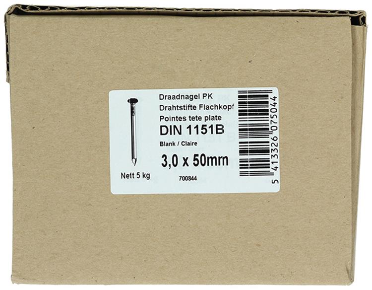 Afbeelding laden in galerijviewer, 1015643 - doos 5 kg. nagels platte kop 3,0x50 mm | 3 stuks
