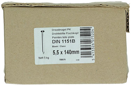 1015658 - doos 5 kg nagels platte kop 5,5x140 mm | 3 stuks