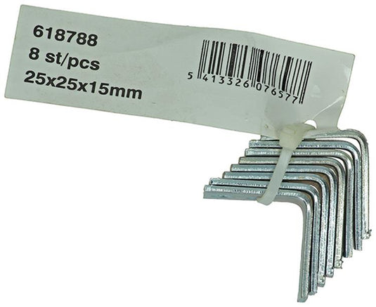 1014297 - 8 geplooide winkelhaken verzinkt 25x25x15mm | 10 stuks