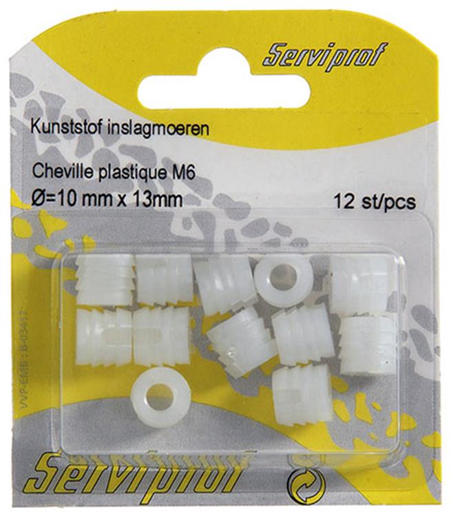 Afbeelding laden in galerijviewer, Mack 1014488 - 12 kunststof inslagmoeren m6 ø 11 mm x 11mm | 10 stuks
