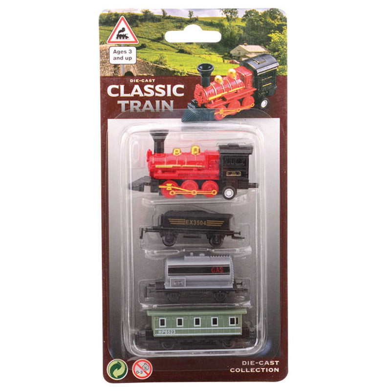 Afbeelding laden in galerijviewer, Johntoy diecast locomotief met drie wagons. 3+
