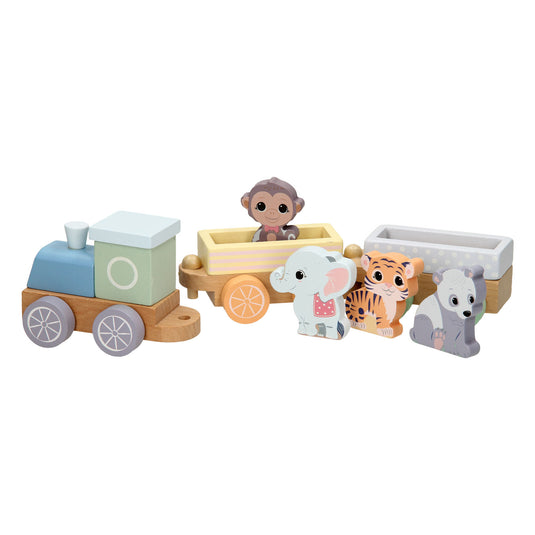 Joueco houten trein wilde dieren