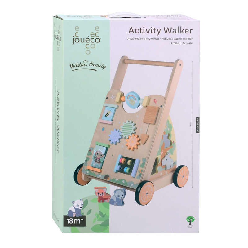 Afbeelding laden in galerijviewer, Joueco The Wildies Houten Activiteiten Baby Loopwagen
