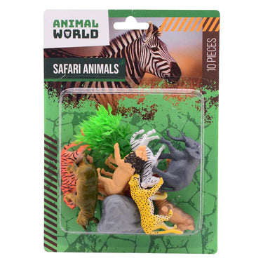 Johntoy animal world - wilde dieren speelset 10-delig op kaart