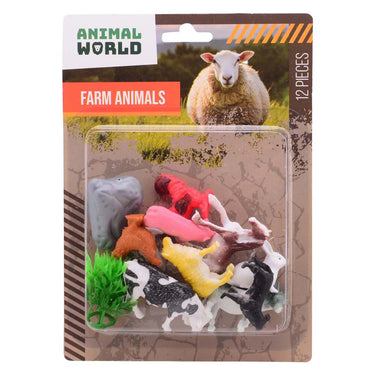 Johntoy animal world - boerderij dieren speelset 12-delig op kaart