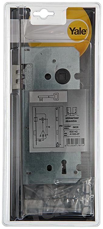 Yale 1019045 - 1 dubbel insteekslot l r inox a1353-27 55mm | 3 stuks
