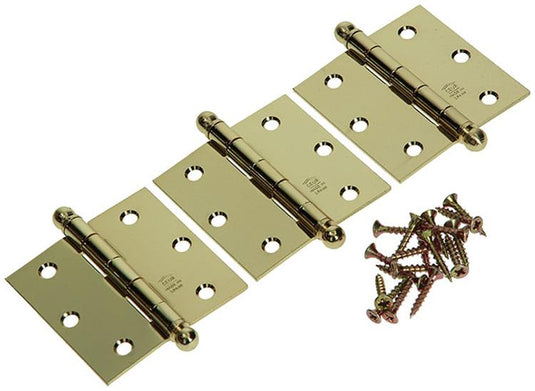 Yale 1019144 - 3 bolknopscharnieren vermessingd 76x76mm | 2 stuks