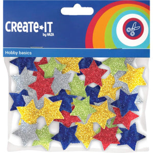 Haza witbaard foamstickers sterren glitter, 54st.