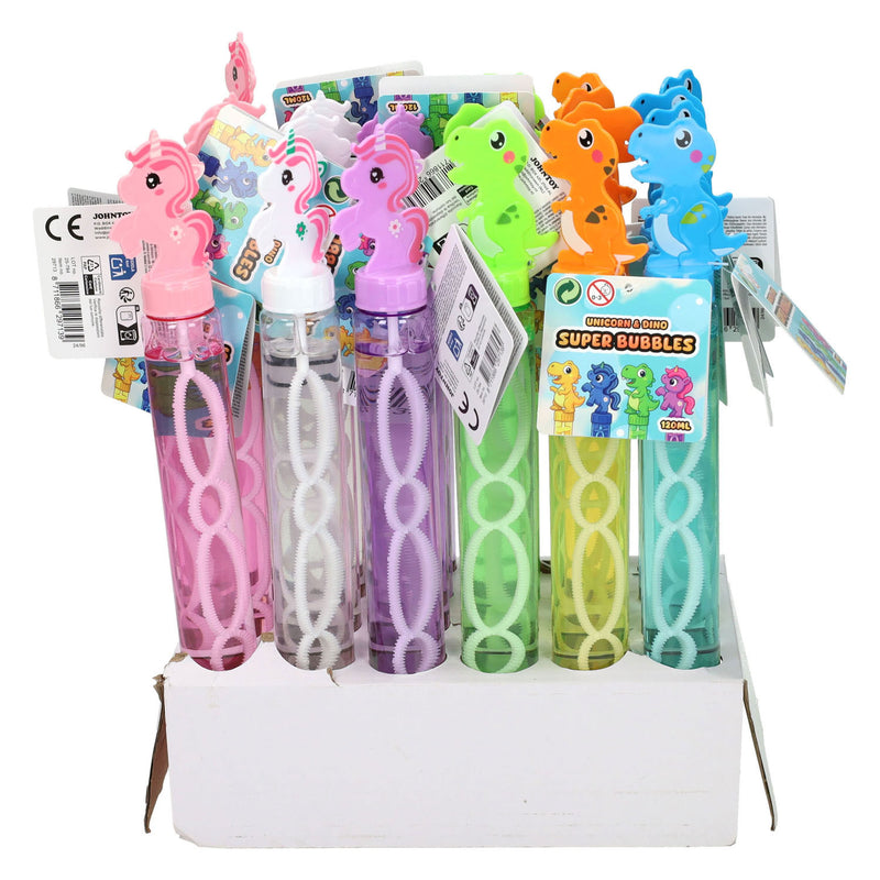 Afbeelding laden in galerijviewer, Johntoy bellenblaas eenhoorn en dinosaurus 118ml - 24st.
