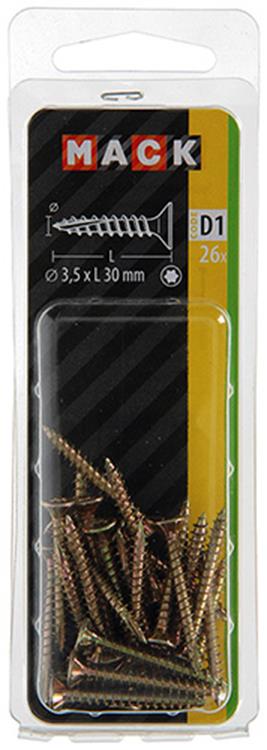 Mack 1017288 - spaanplschr.vzkop-zelfb. geelverz. 26 st 3,5 x 30 mm | 10 stuks