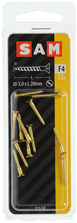 Afbeelding laden in galerijviewer, Mack 1019648 - houtschroef verzonken kop messing 12st 3,0 x 20 mm | 10 stuks
