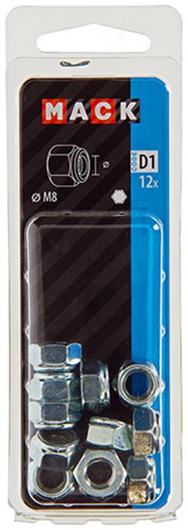 Afbeelding laden in galerijviewer, Mack 1017687 - zeskant borgmoer staal verzinkt 12 st m8 | 10 stuks
